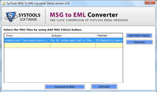 Convert Outlook MSG to EML Format 2.1