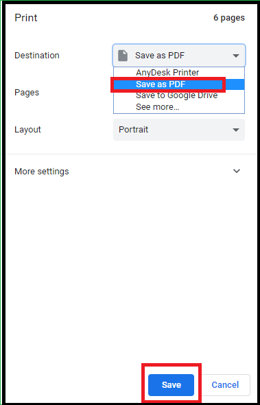 choose save as pdf