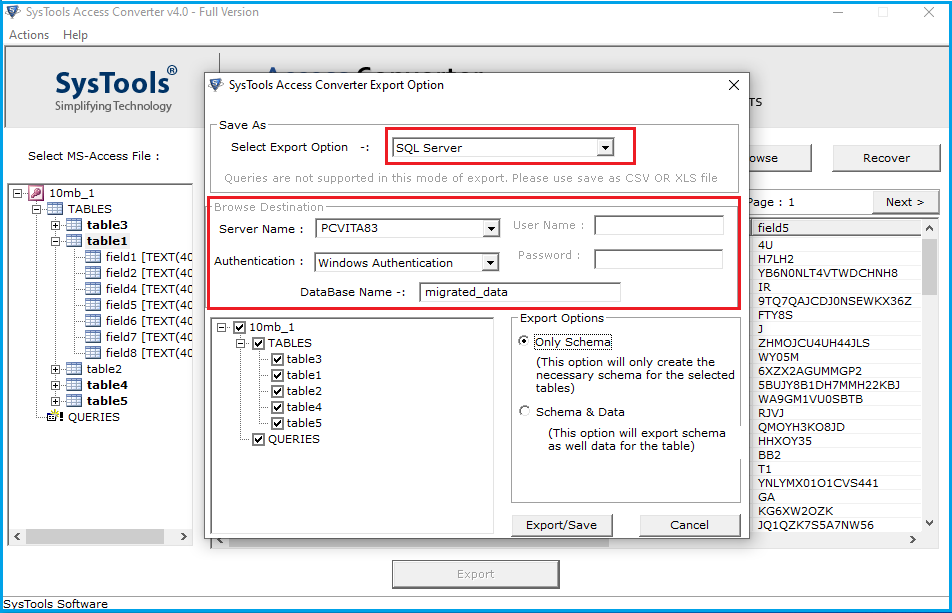 enter server name and authentication and provide database name 