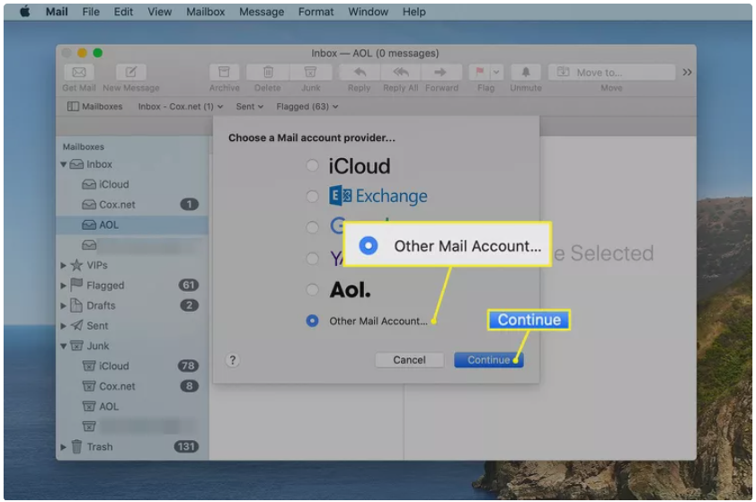 choose other mail account o add hotmail to apple mail 