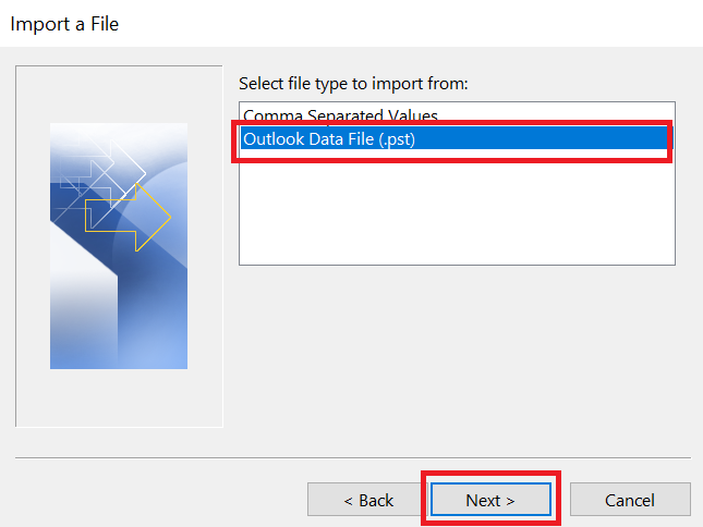 select PST to convert hotmail to PST