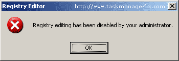 Registry editing has been disabled by your administrator